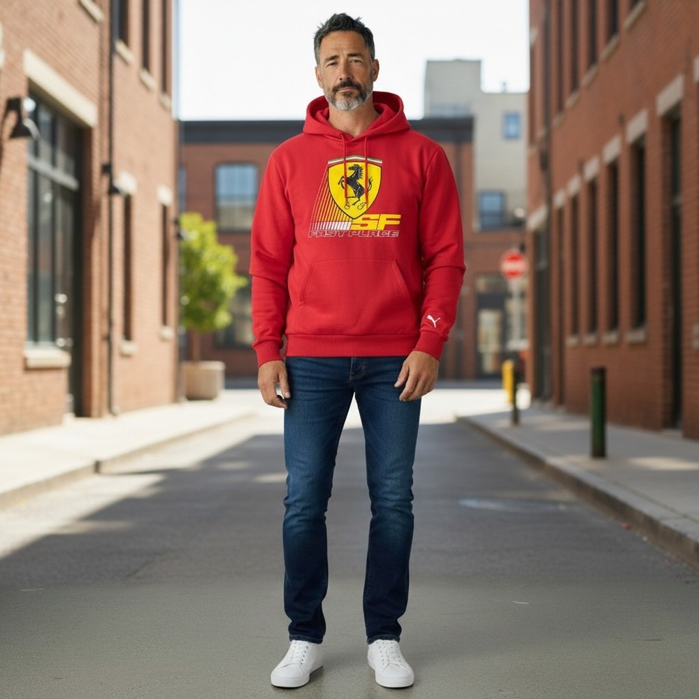Puma Ferrari Hoodie Large Red Scuderia SF Fast Place Racing Graphic Pullover